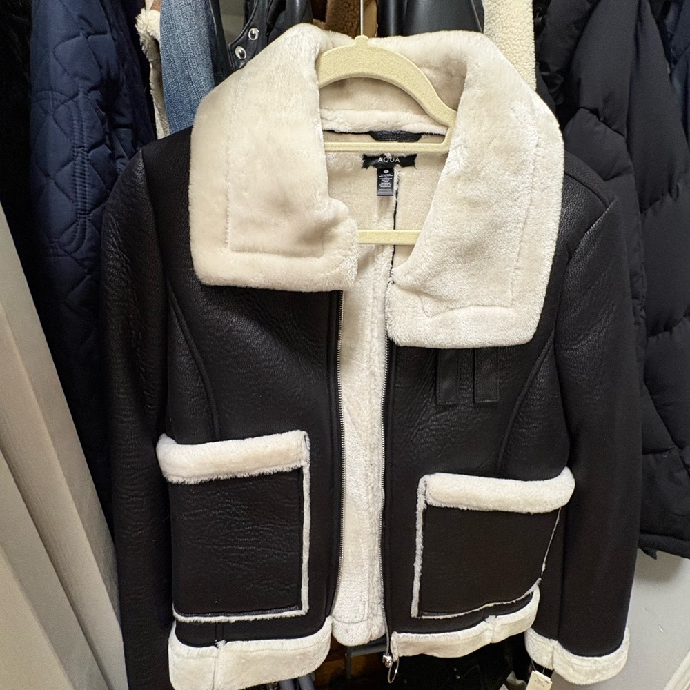 Women's Black and White Shearling Jacket